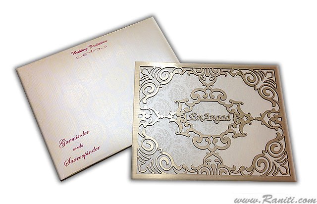 Gold  Laser Cut Custom Luxury Wedding Invitation Card AMHL112 | Raniti | luxury wedding cards