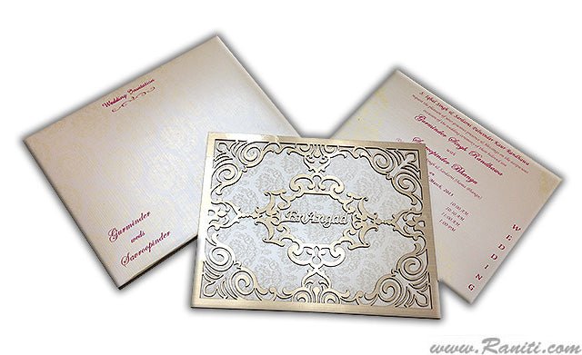 Gold  Laser Cut Custom Luxury Wedding Invitation Card AMHL112 | Raniti |  customized wedding cards online | luxury wedding invitation