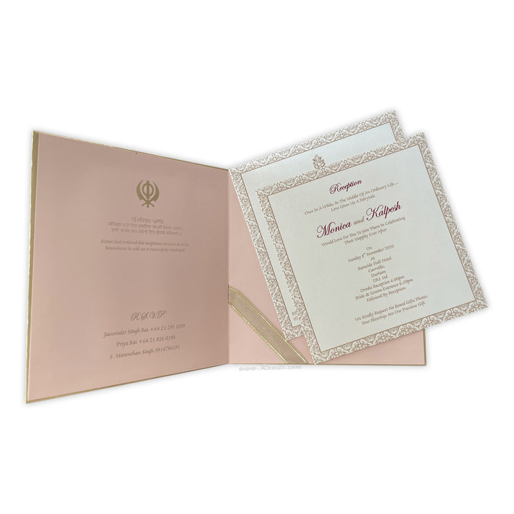 Luxury Blush Pink and Gold Laser Cut Hard Cover Custom Wedding Invitation Card | Laser Cut Custom Invitation Luxury Invitation AMHL-201  Raniti LLC - Custom Invitations & Stationery