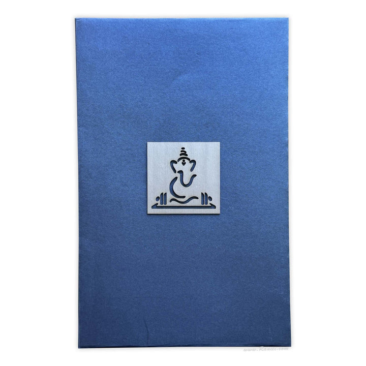 Blue Hardcover Custom Wedding Invitation Card | Custom Blue Invitation Card with Lasercut Monogram and Multiple Inserts AMHL-59