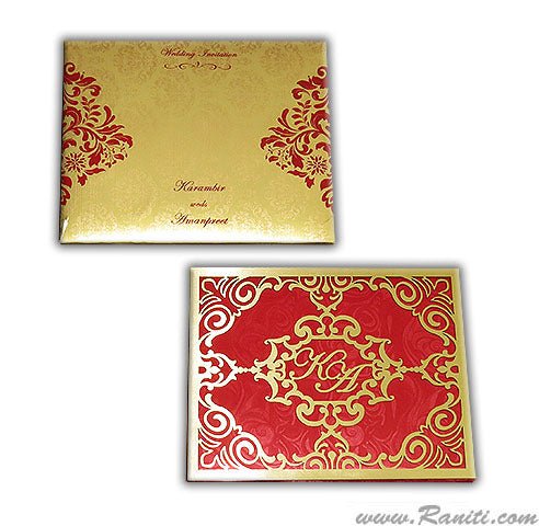 Luxury Red & Gold Laser Cut Custom Wedding Invitations AMHL90 | Raniti | custom wedding invitation | luxury personalised wedding cards