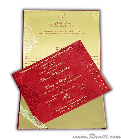 Luxury Red and Gold Laser Cut Hard Cover Custom Wedding Invitation Card AMHL-90  Raniti LLC - Custom Invitations & Stationery