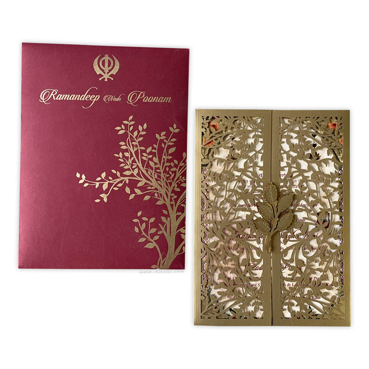 Laser Cut Golden Gate Fold Custom Invitation Card with Multicolored Cascading Inserts AML-358  Raniti LLC - Custom Invitations & Stationery