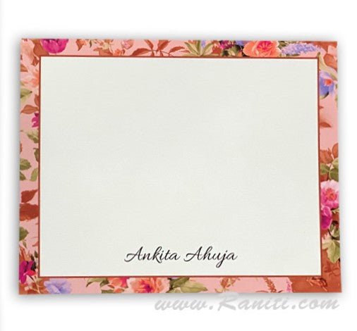 Custom Floral Design Personalized Classic Rustic Note Cards | Gift Tag Cards with Envelope | Pack of 25-50 and 100 Note Cards AMNC-17  Raniti LLC - Custom Invitations & Stationery