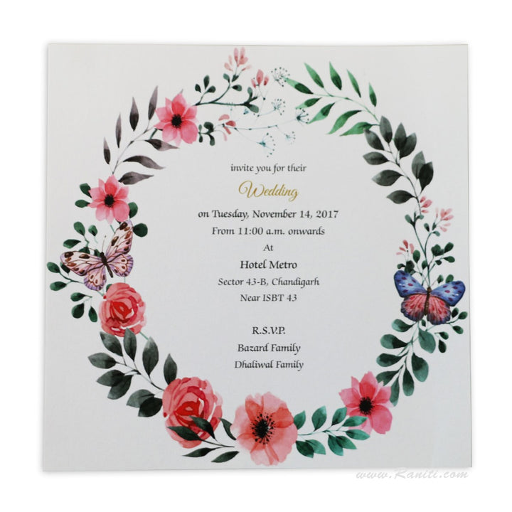 Civil Registry Marriage Invitation | Interfaith Wedding Classic Invitation | Floral Theme Wedding Reception Custom Invitation Card AMSO-269