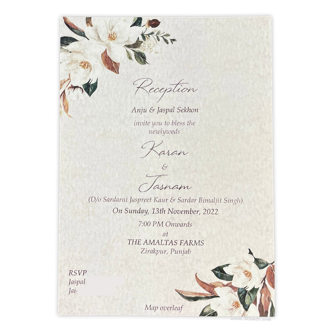 Floral Custom Rustic Wedding Reception Invitation Card AMSO-301  Raniti LLC - Custom Invitations & Stationery