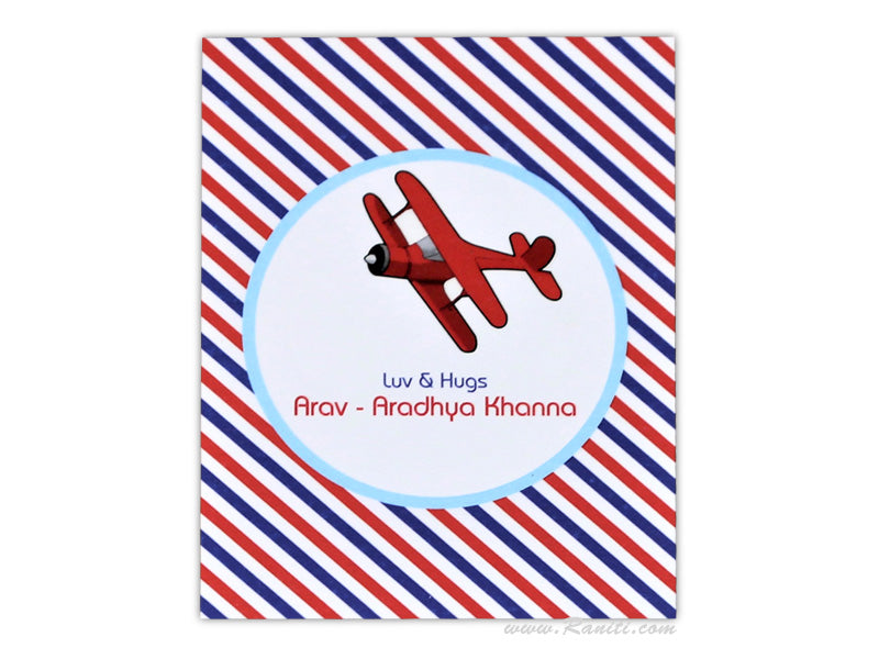 Kids Custom Airplane Theme Personalized Gift Tags, Gift Tag Cards for Kids Birthday | Pack of 50 and 100 Gift Tag DPTAG-15 100 Raniti LLC - Custom Invitations & Stationery