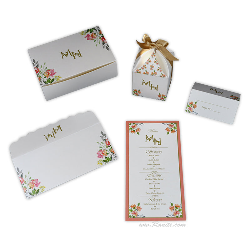 Floral Theme Sweet-Cake-Chocolate Custom Box | Wedding Gift Sweet Box | Vintage Theme Foldable Sweet Boxes | Thank You Gift Favor Boxes | SB-28  Raniti LLC - Custom Invitations & Stationery