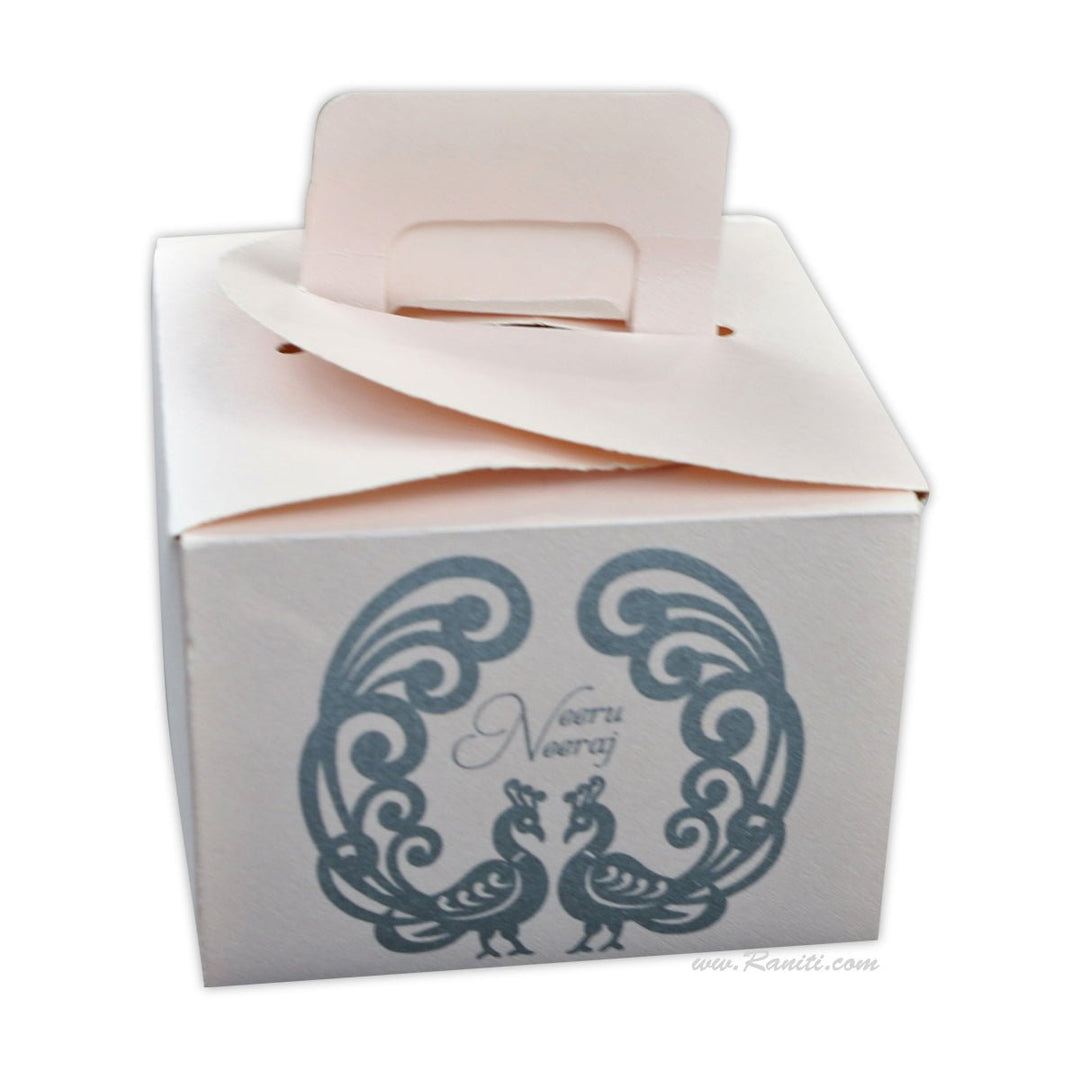 Custom Personalized Wedding Cake Box | Elegant Favor Boxes for Milestone Celebrations  | Thank You Gift Boxes | Baby Shower Favor | White Cake Boxes | Guests Wedding Gift / Favor Table Décor FB-36  Raniti LLC - Custom Invitations & Stationery