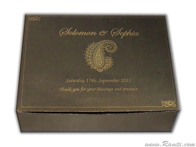 Brown Foldable Sweet-Cake-Chocolate Custom Box | Wedding Cake Box | Traditional Sweet Favor Boxes | Thank You Gift Boxes | SB-13  Raniti LLC - Custom Invitations & Stationery