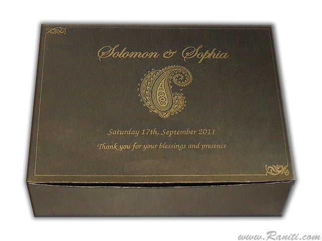 Brown Foldable Sweet-Cake-Chocolate Custom Box | Wedding Cake Box | Traditional Sweet Favor Boxes | Thank You Gift Boxes | SB-13  Raniti LLC - Custom Invitations & Stationery