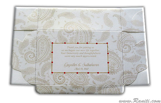 Paisley Theme Pearl Sweet-Cake-Chocolate Custom Box | Wedding Cake Box | Traditional Sweet Favor Boxes | Thank You Gift Boxes | SB-17  Raniti LLC - Custom Invitations & Stationery