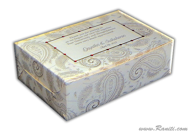 Paisley Theme Pearl Sweet-Cake-Chocolate Custom Box | Wedding Cake Box | Traditional Sweet Favor Boxes | Thank You Gift Boxes | SB-17  Raniti LLC - Custom Invitations & Stationery