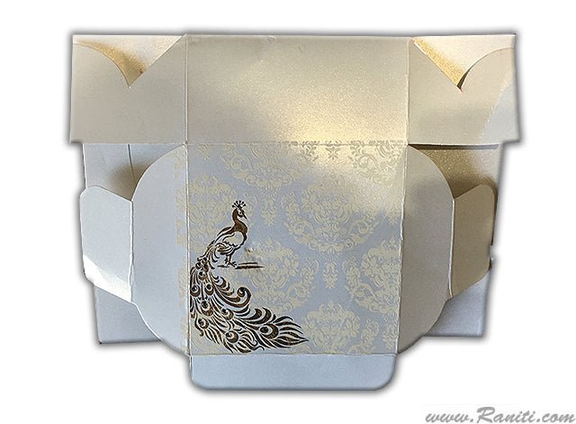 Peacock Theme Sweet-Cake-Chocolate Custom Box | Wedding Cake Box | Elegant Favor Boxes | Thank You Gift Boxes | White Cake Boxes | SB-19  Raniti LLC - Custom Invitations & Stationery