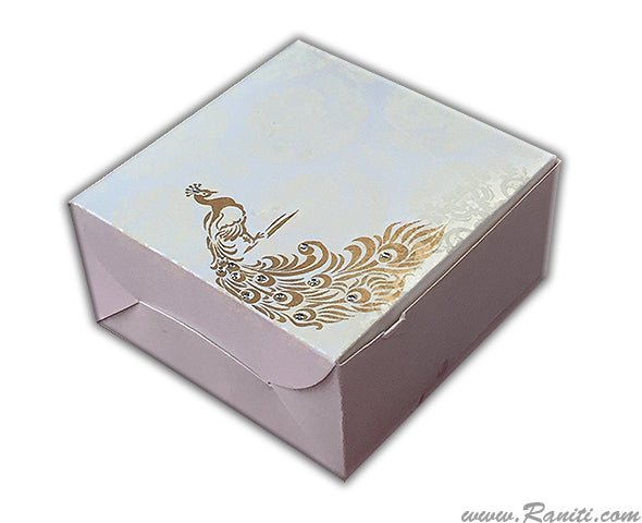 Peacock Theme Sweet-Cake-Chocolate Custom Box | Wedding Cake Box | Elegant Favor Boxes | Thank You Gift Boxes | White Cake Boxes | SB-19  Raniti LLC - Custom Invitations & Stationery