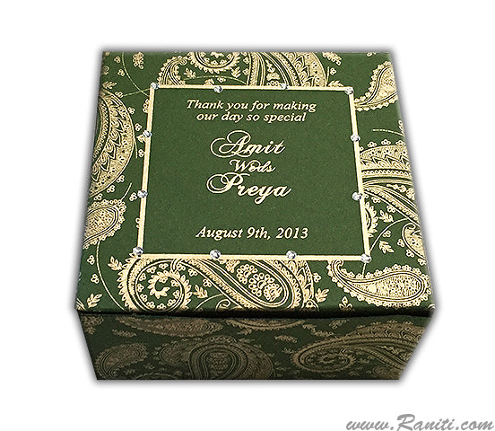 Paisley Theme Sweet-Cake-Chocolate Custom Box | Wedding Cake Box | Traditional Sweet Favor Boxes | Thank You Gift Boxes | SB-20  Raniti LLC - Custom Invitations & Stationery