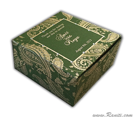 Paisley Theme Sweet-Cake-Chocolate Custom Box | Wedding Cake Box | Traditional Sweet Favor Boxes | Thank You Gift Boxes | SB-20  Raniti LLC - Custom Invitations & Stationery