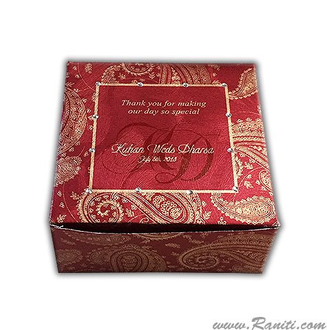 Paisley Theme Sweet-Cake-Chocolate Custom Box | Wedding Cake Box | Traditional Sweet Favor Boxes | Thank You Gift Boxes | SB-20  Raniti LLC - Custom Invitations & Stationery