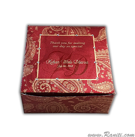 Paisley Theme Sweet-Cake-Chocolate Custom Box | Wedding Cake Box | Traditional Sweet Favor Boxes | Thank You Gift Boxes | SB-20  Raniti LLC - Custom Invitations & Stationery