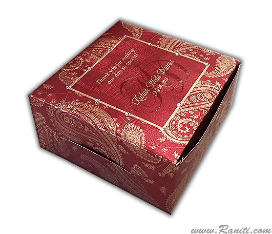 Paisley Theme Sweet-Cake-Chocolate Custom Box | Wedding Cake Box | Traditional Sweet Favor Boxes | Thank You Gift Boxes | SB-20  Raniti LLC - Custom Invitations & Stationery