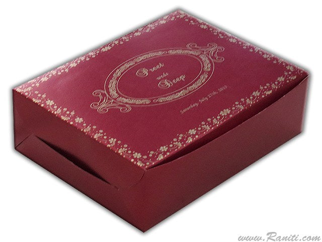 Red Foldable Sweet-Cake-Chocolate Custom Box | Wedding Cake Box | Traditional Sweet Favor Boxes | Thank You Gift Boxes | SB-21  Raniti LLC - Custom Invitations & Stationery