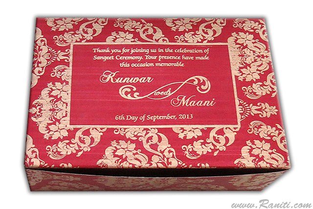 Sweet-Cake-Chocolate Custom Box | Indian Wedding Sweet Box | Traditional Sweet Boxes | Thank You Gift Boxes | SB-21  Raniti LLC - Custom Invitations & Stationery