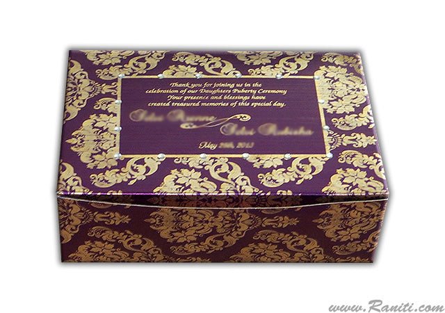 Sweet-Cake-Chocolate Custom Box | Indian Wedding Sweet Box | Traditional Sweet Boxes | Thank You Gift Boxes | SB-21  Raniti LLC - Custom Invitations & Stationery