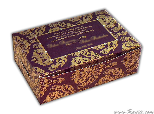 Sweet-Cake-Chocolate Custom Box | Indian Wedding Sweet Box | Traditional Sweet Boxes | Thank You Gift Boxes | SB-21  Raniti LLC - Custom Invitations & Stationery