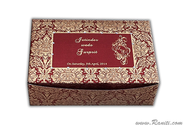 Red Golden Foldable Sweet-Cake-Chocolate Custom Box | Wedding Cake Box | Traditional Sweet Favor Boxes | Thank You Gift Favor Boxes | SB-24  Raniti LLC - Custom Invitations & Stationery