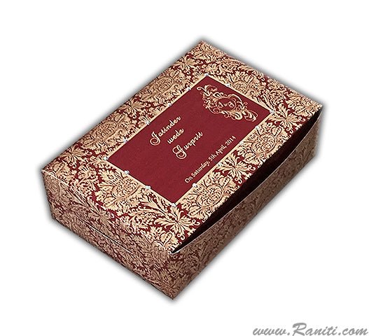 Red Golden Foldable Sweet-Cake-Chocolate Custom Box | Wedding Cake Box | Traditional Sweet Favor Boxes | Thank You Gift Favor Boxes | SB-24  Raniti LLC - Custom Invitations & Stationery