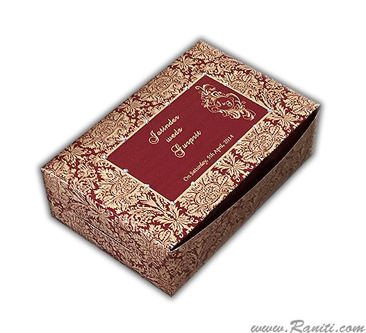 Red Golden Foldable Sweet-Cake-Chocolate Custom Box | Wedding Cake Box | Traditional Sweet Favor Boxes | Thank You Gift Favor Boxes | SB-24  Raniti LLC - Custom Invitations & Stationery