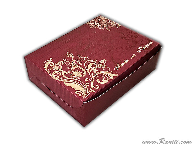 Red Foldable Sweet-Cake-Chocolate Custom Box | Wedding Cake Box | Traditional Sweet Favor Boxes | Thank You Gift Boxes | SB-25  Raniti LLC - Custom Invitations & Stationery