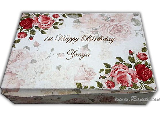 Floral Theme Sweet-Cake-Chocolate Custom Box | Wedding Gift Sweet Box | Vintage Theme Foldable Sweet Boxes | Thank You Gift Favor Boxes | SB-26  Raniti LLC - Custom Invitations & Stationery