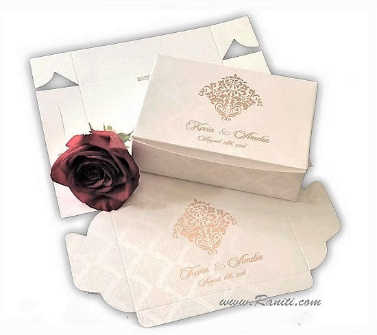 Pearl White Foldable Sweet-Cake-Chocolate Custom Box | Wedding Cake Box | Traditional Sweet Favor Boxes | Thank You Gift Favor Boxes | SB-27  Raniti LLC - Custom Invitations & Stationery