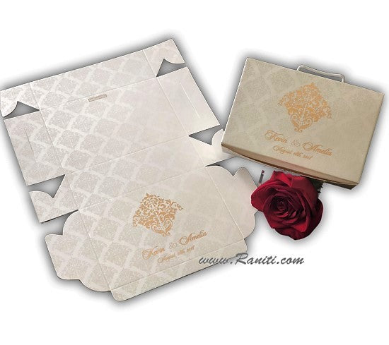 Pearl White Foldable Sweet-Cake-Chocolate Custom Box | Wedding Cake Box | Traditional Sweet Favor Boxes | Thank You Gift Favor Boxes | SB-27  Raniti LLC - Custom Invitations & Stationery