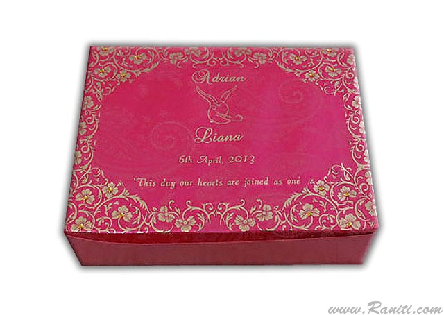 Fuchsia Pink Foldable Theme Sweet-Cake-Chocolate Custom Box | Wedding Cake Box | Traditional Sweet Favor Boxes | Thank You Gift Boxes | SB-7  Raniti LLC - Custom Invitations & Stationery