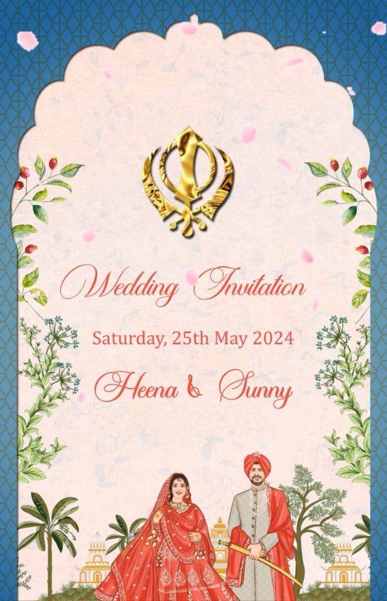 Video Evite | Digital Anand Karaj Video Evites | Custom Sikh Wedding Video Invitation Evite SEVD-20