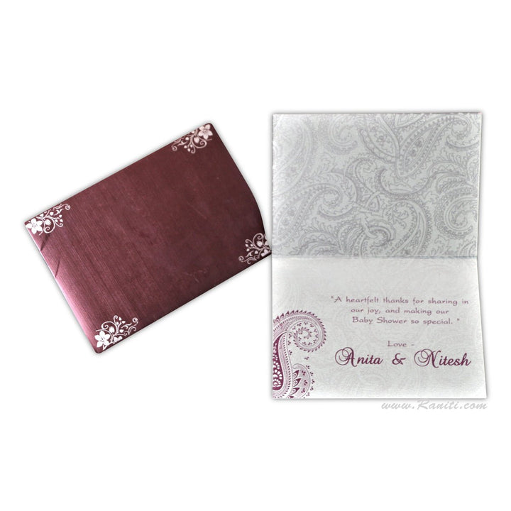 Custom Thank You Cards for Wedding Guests, Paisley Theme Personalized Thank you cards with Rhinestones, Custom Add on Stationery TY-13  Raniti LLC - Custom Invitations & Stationery