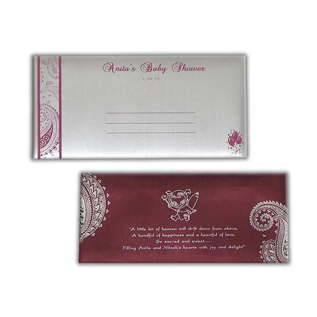 Baby Girl Shower Custom Invitation Card Two Fold Silver and Purple AMSO-8 freeshipping - Raniti LLC - Custom Invitations & Stationery