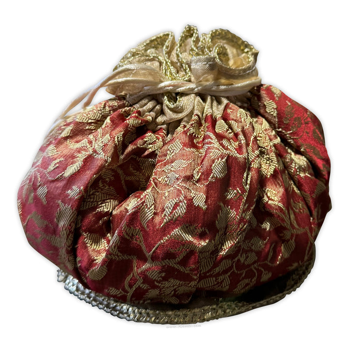 Brocade Silk Fabric Gift Bags for Wedding Favors / Drawstring Jewelry Bag / Birthday Gift Bag / Holiday Christmas Santa Bag / Luxury Re - Usable Gift Bags / GB - 29 - Raniti LLC - Custom Invitations & Stationery
