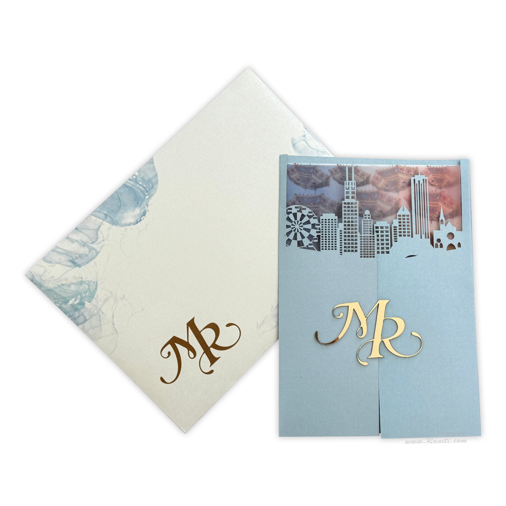 Chicago Skyline Lasercut Gatefold Custom Wedding Invitation Card | Custom Wedding Chicago Skyline Invitation Card | Velvet Foil Print Wedding Luxury Invitations ACDL - 35 - Raniti LLC - Custom Invitations & Stationery