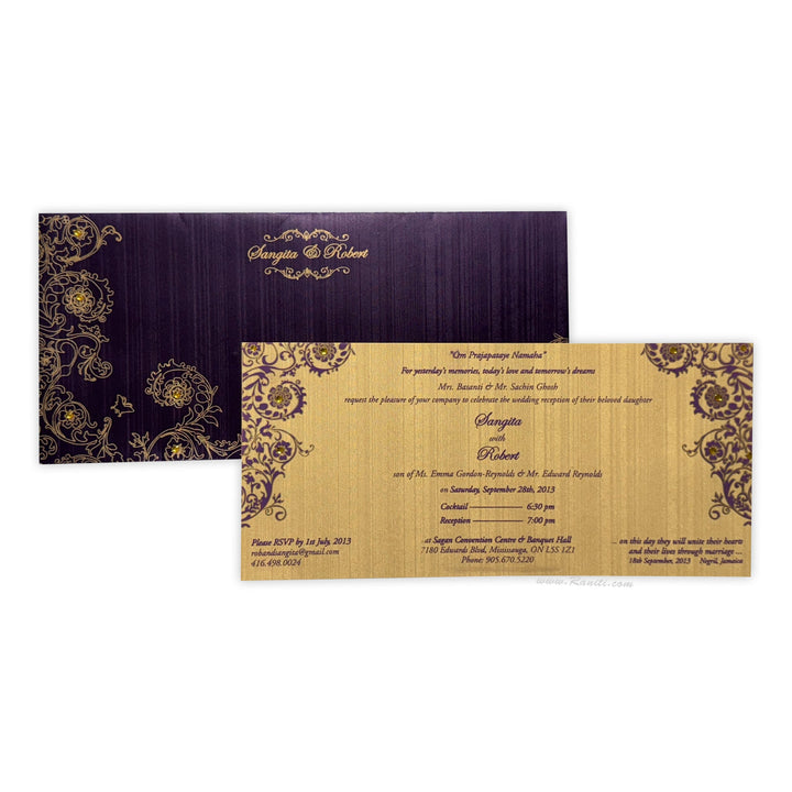 Civil Ceremony | Registry Marriage | Church Wedding Custom Invitation | Wedding Reception Invitation with Rhinestones AMSO - 229 - Raniti LLC - Custom Invitations & Stationery