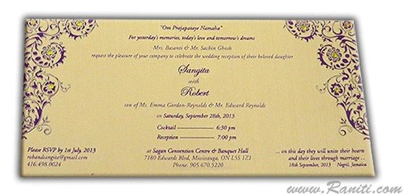 Civil Ceremony | Registry Marriage | Church Wedding Custom Invitation | Wedding Reception Invitation with Rhinestones AMSO - 229 - Raniti LLC - Custom Invitations & Stationery