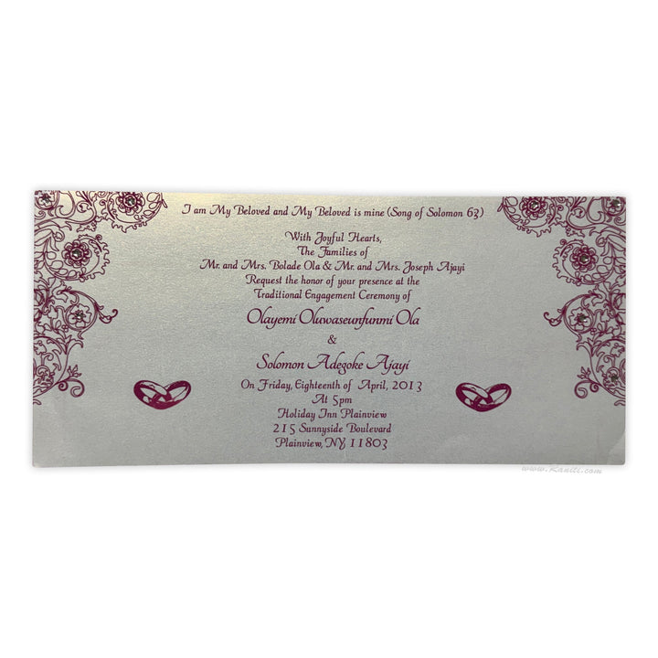 Civil Ceremony | Registry Marriage | Church Wedding Custom Invitation | Wedding Reception Invitation with Rhinestones AMSO - 229 - Raniti LLC - Custom Invitations & Stationery
