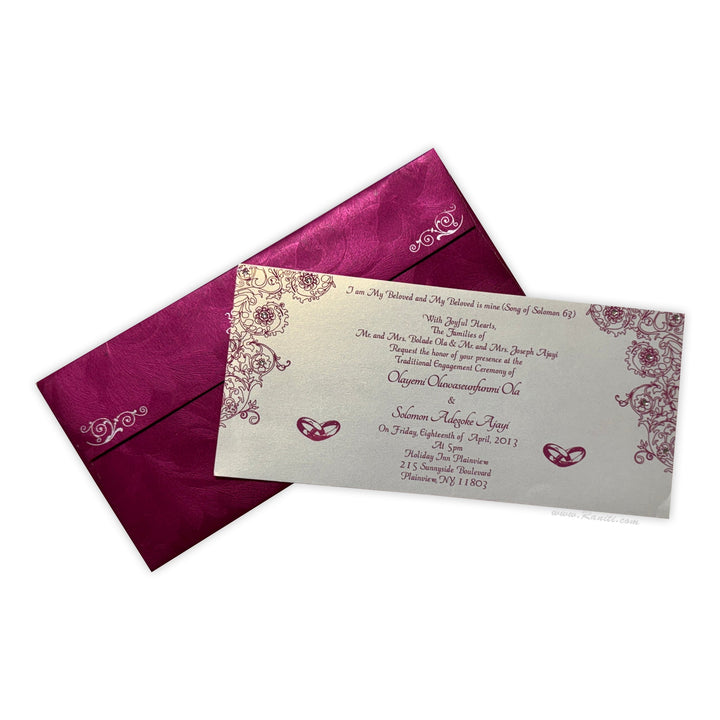 Civil Ceremony | Registry Marriage | Church Wedding Custom Invitation | Wedding Reception Invitation with Rhinestones AMSO - 229 - Raniti LLC - Custom Invitations & Stationery