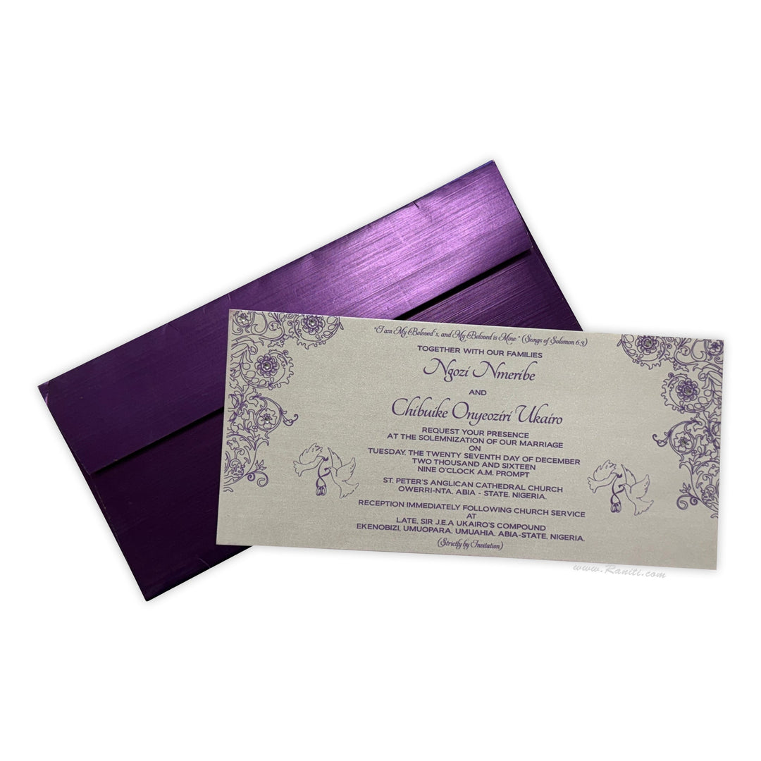 Civil Ceremony | Registry Marriage | Church Wedding Custom Invitation | Wedding Reception Invitation with Rhinestones AMSO - 229 - Raniti LLC - Custom Invitations & Stationery
