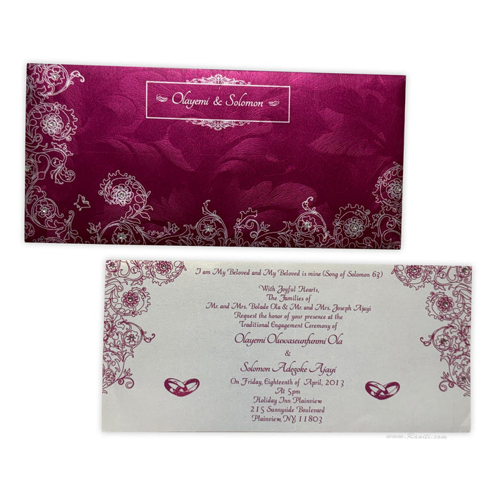 Civil Ceremony | Registry Marriage | Church Wedding Custom Invitation | Wedding Reception Invitation with Rhinestones AMSO - 229 - Raniti LLC - Custom Invitations & Stationery