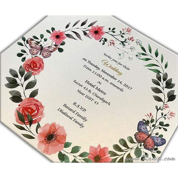 Civil Registry Marriage Invitation | Interfaith Wedding Classic Invitation | Floral Theme Wedding Reception Custom Invitation Card AMSO-269 freeshipping - Raniti LLC - Custom Invitations & Stationery