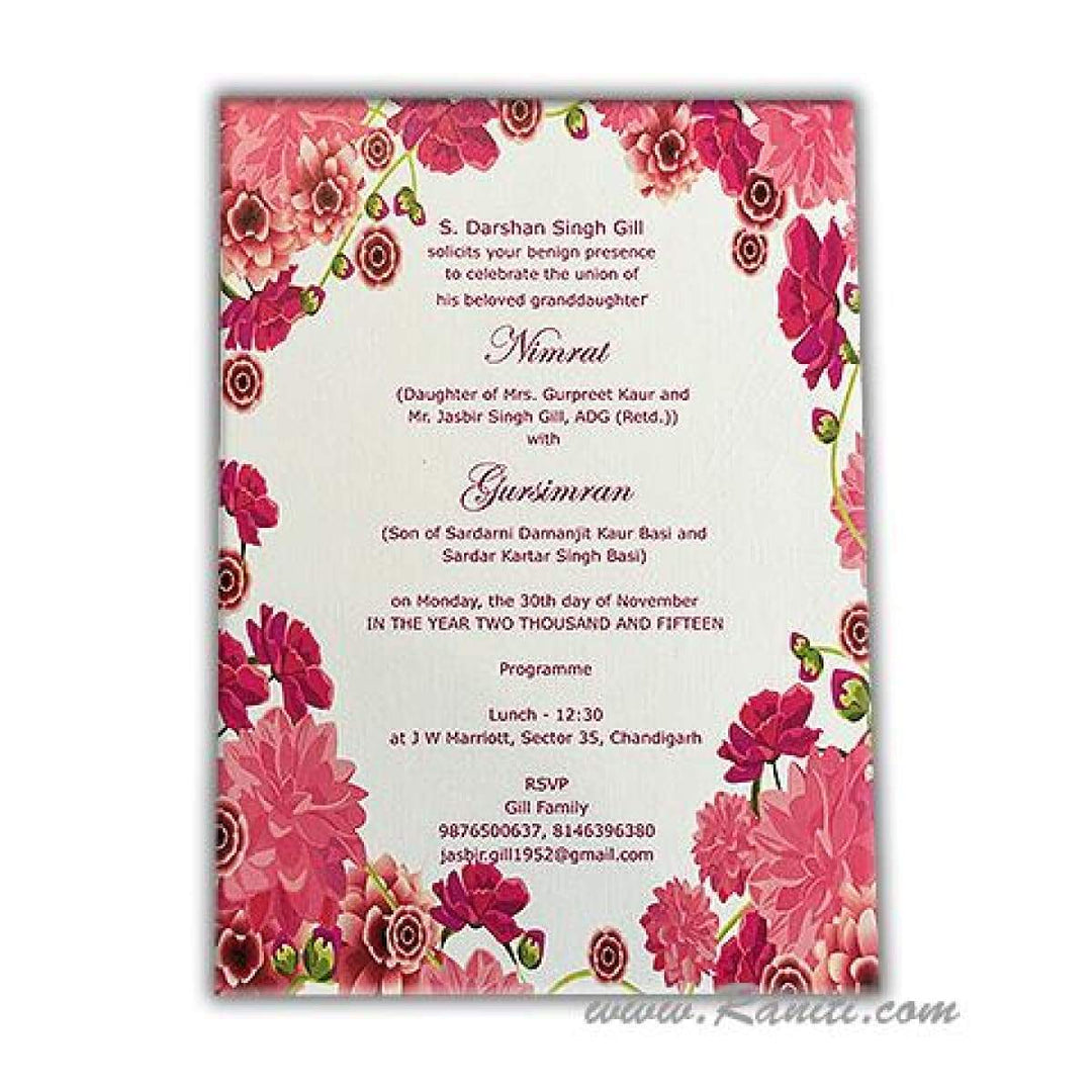 Civil Wedding Ceremony | Registry Marriage Classic Invitation | Interfaith Wedding | Floral Theme Wedding Reception Custom Invitation Card AMSO-222 freeshipping - Raniti LLC - Custom Invitations & Stationery