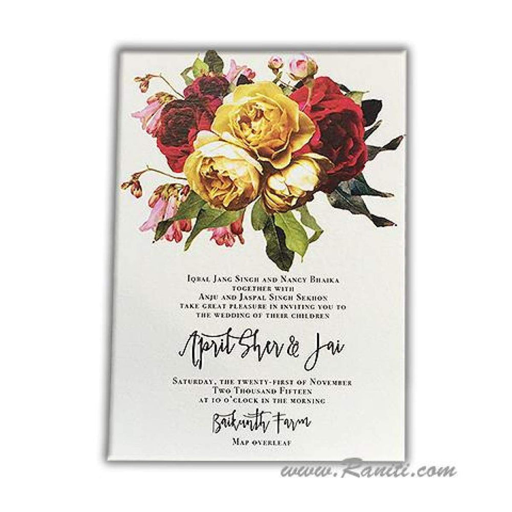 Civil Wedding Ceremony | Registry Marriage | Interfaith Wedding | Floral Theme Wedding Reception Custom Invitation Card AMSO-219 freeshipping - Raniti LLC - Custom Invitations & Stationery